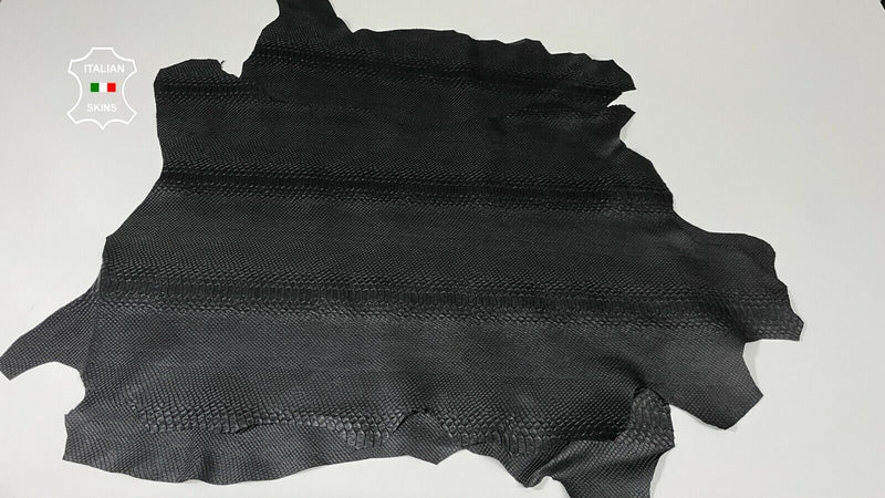BLACK SNAKE EMBOSSED textured lambskin leather 2 skins total 12sqf 0.6mm #A8817
