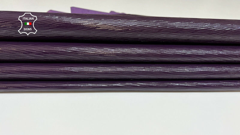 PURPLE EGGPLANT EPI PATENT TEXTURED EMBOSSED goatskin 2 skins 6sqf 0.7mm #A9165