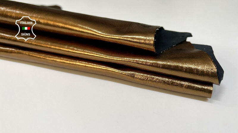 METALLIC BRONZE CRINKLED Soft Italian Lambskin leather hides 6sqf 0.8mm #B6306