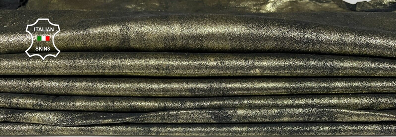 METALLIC BRONZE CRACKLED ANTIQUED Soft Lamb leather 2 skins 10+sqf 0.6mm #B2516