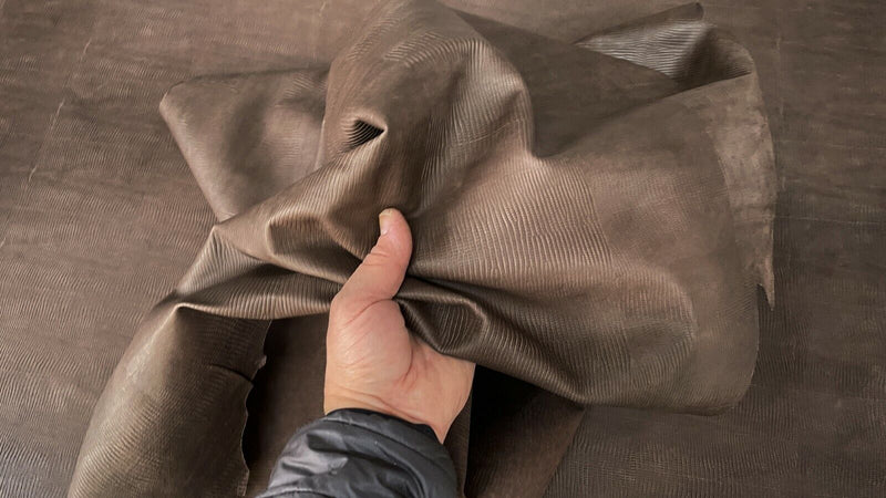 NATURAL BROWN TEJUS veg tan Calfskin Calf leather 2 skins 14sqf 0.7mm #A7347