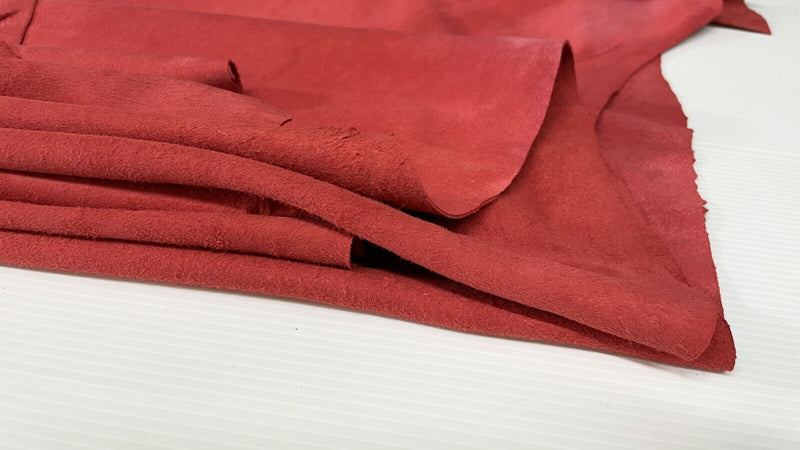 PERSIAN RED SUEDE soft Italian Lambskin Lamb leather 2 skins total 14sqf 0.5mm
