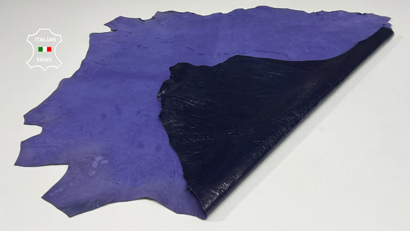 PATENT INDIGO BLUE CRINKLED SHINY Soft Lambskin leather hides 6+sqf 1.0mm #B4744