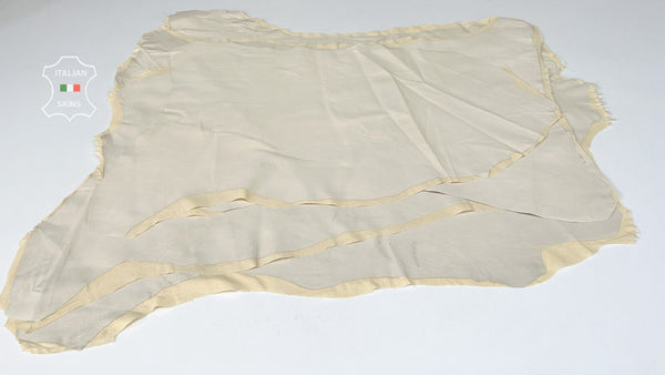 IVORY Thin Soft Stretch Italian Lambskin leather hide 4 skins 20sqf 0.6mm #B7648