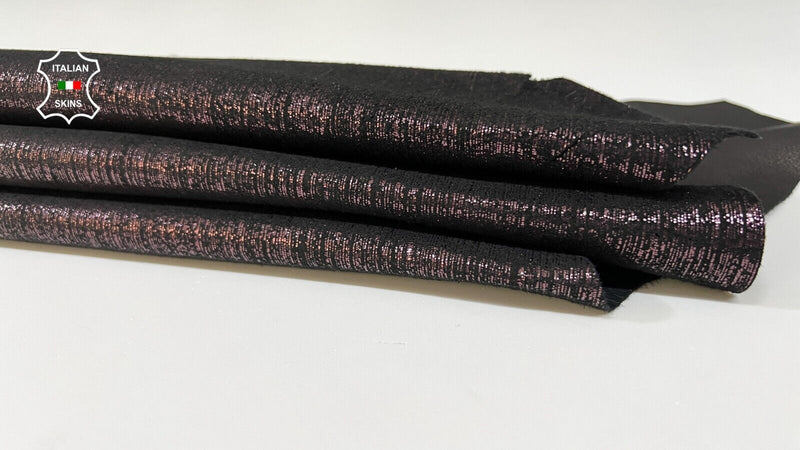 METALLIC WINE PLUM CANVAS PRINT ON Italian Goatskin leather 4sqf 0.8mm #B9200