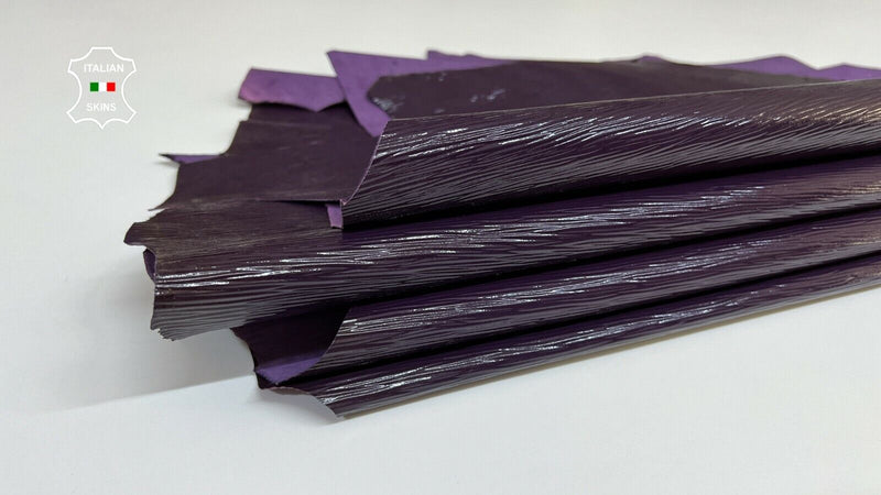 PURPLE EGGPLANT EPI PATENT TEXTURED EMBOSSED goatskin 2 skins 6sqf 0.7mm #A9165