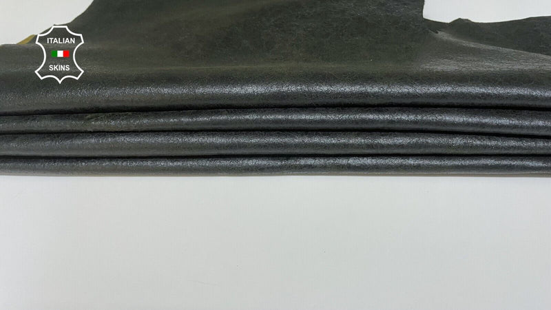 DARK OLIVE GREEN CRINKLED ANTIQUED Lambskin leather 2 skins 10sqf 0.8mm #B2754