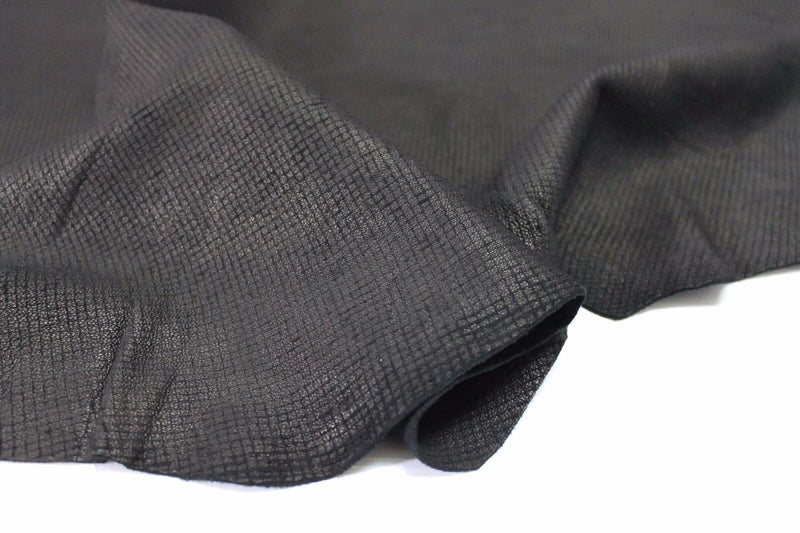 NATURAL BLACK WASHED Squars engrave Italian Lambskin leather hides 5sqf #A3200
