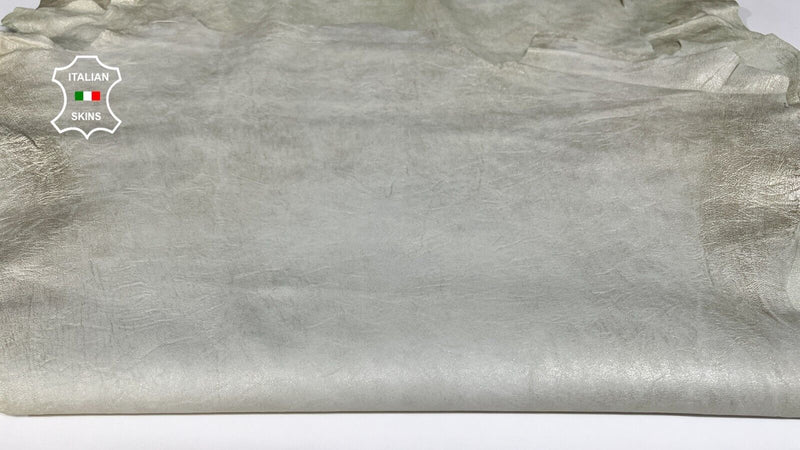 PEARLIZED PLATIN DISTRESSED ON GRAY Soft Lamb leather 5 skins 30sqf 0.9mm B6132