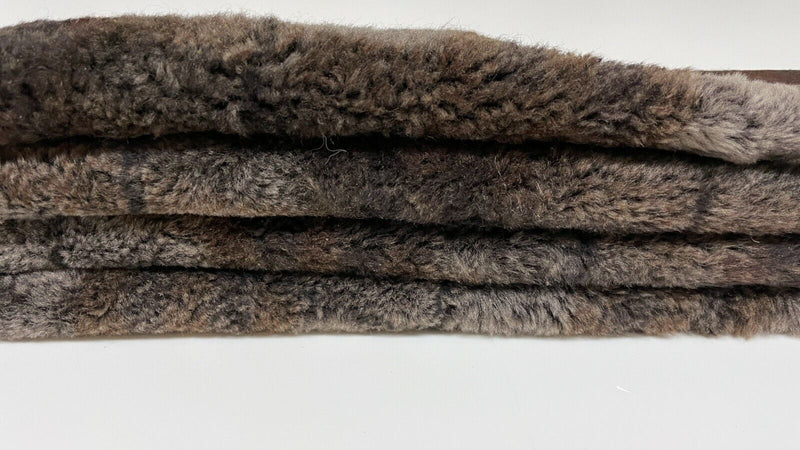 BROWN sheepskin shearling fur hairy sheep Italian leather skin 16"X24" #A9251