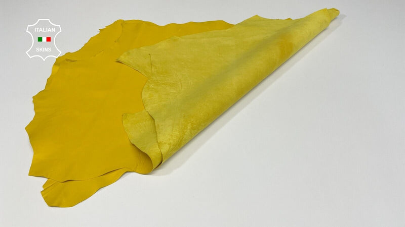 TRUE YELLOW soft Italian Lambskin Lamb Sheep leather 2 skins 10sqf 0.7mm #B1899
