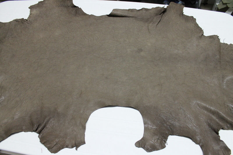 Italian Goatskin leather skins hides WASHED KHAKI ARMY MILITARY WRINKLE  8+sqf