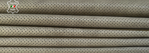 PETROL PERFORATED WASHED VEGETABLE TAN Goat leather 4 skins 20sqf 1.0mm #B9565