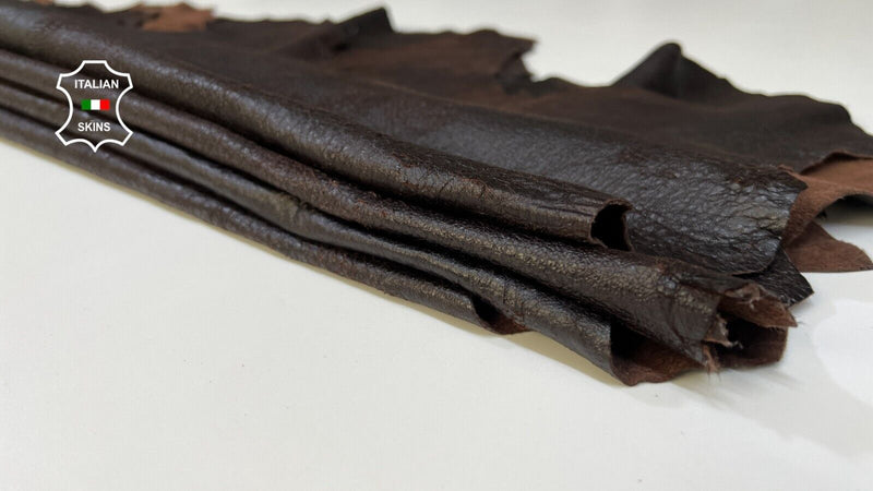 DARK BROWN ANTIQUED CRINKLED Soft Lambskin leather 2 skins 10sqf 0.8mm #B4996
