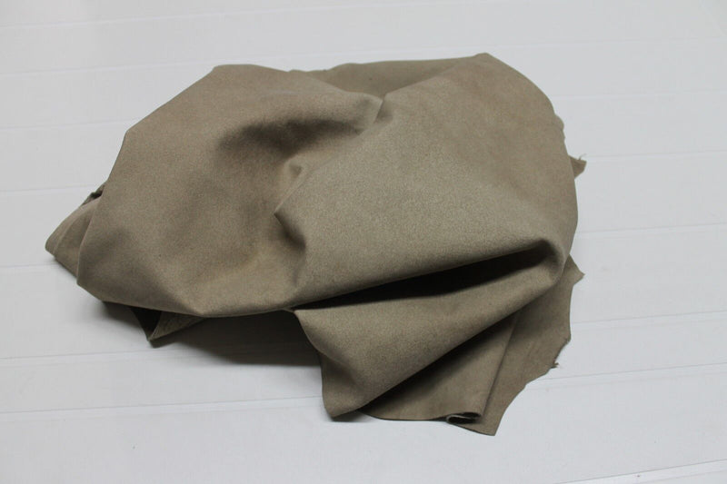 Italian Goatskin leather hide hides skin skins VINTAGE ARMY  KHAKI  5sqf