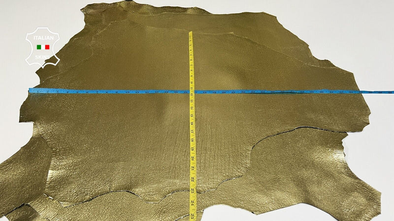 METALLIC LIGHT GOLD CRACKED Italian Goatskin leather 3 skins 16sqf 0.8mm #B6137