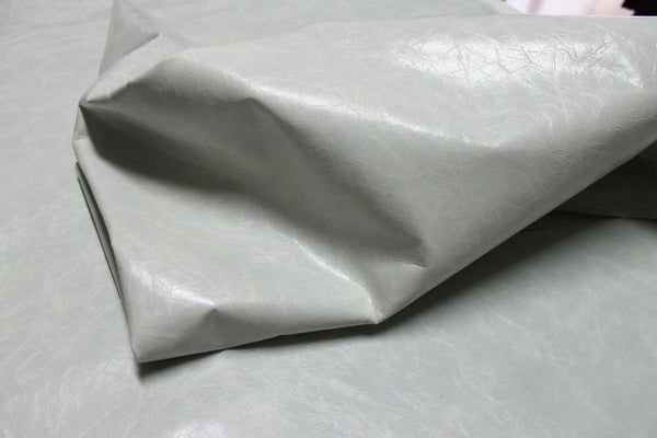 Italian Strong Goatskin leather skin skins LIGHT GREY SHINY & CRACKLED 7sqf