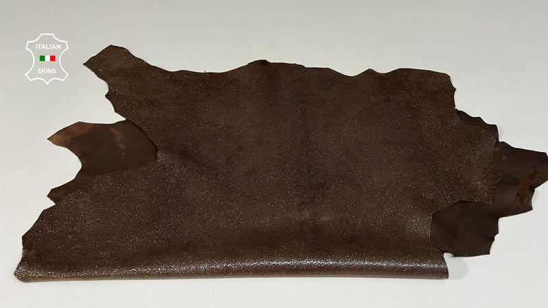 BROWN SHIMMER GLITTERS PRINT ON Soft Italian Goatskin leather 3+sqf 0.9mm #B9194