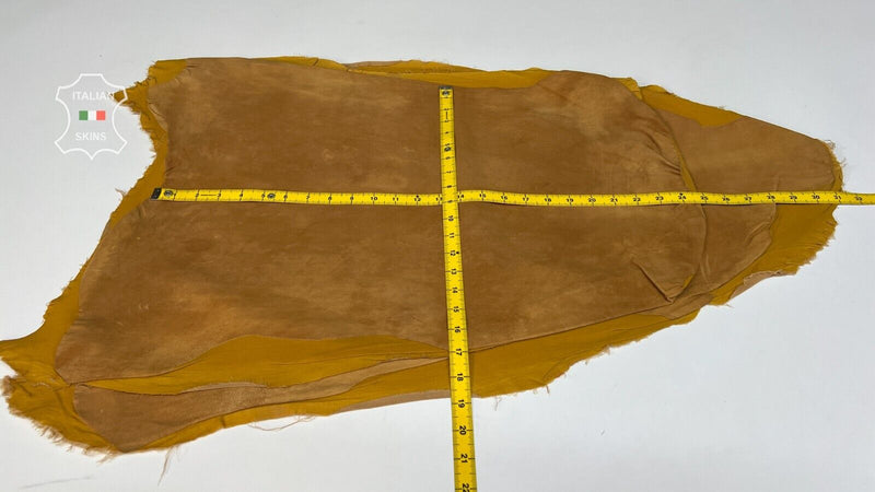 NUBUCK BROWN DISTRESSED Soft Stretch Lambskin leather 2 skins 7sqf 0.7mm #B7129