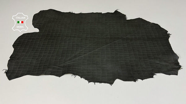 DARK TAUPE GRAY CROCODILE EMBOSSED On Soft Italian Lamb leather 6sqf 0.7mm B6128