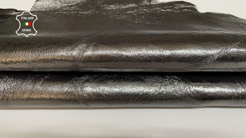 METALLIC PEWTER CRINKLED Thick Strong Goat skin leather hides 6+sqf 1.1mm #B2576