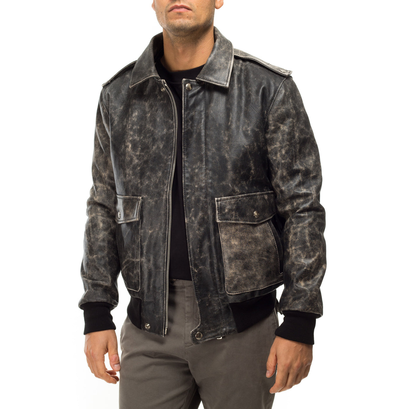 Italian handmade Men genuine lamb leather bomber jacket AVIATOR