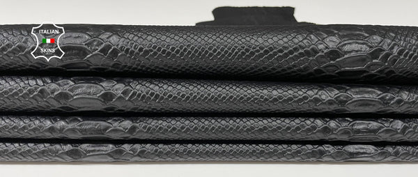 BLACK SNAKE EMBOSSED Italian genuine leather skins 0.5mm to 1.2 mm