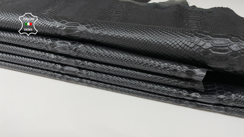 BLACK SNAKE EMBOSSED Italian genuine leather skins 0.5mm to 1.2 mm