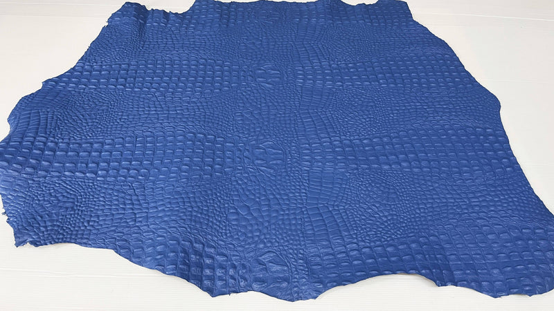BLUE ALLIGATOR CROCODILE embossed on Lambskin leather skins 0.5mm to 1.2 mm