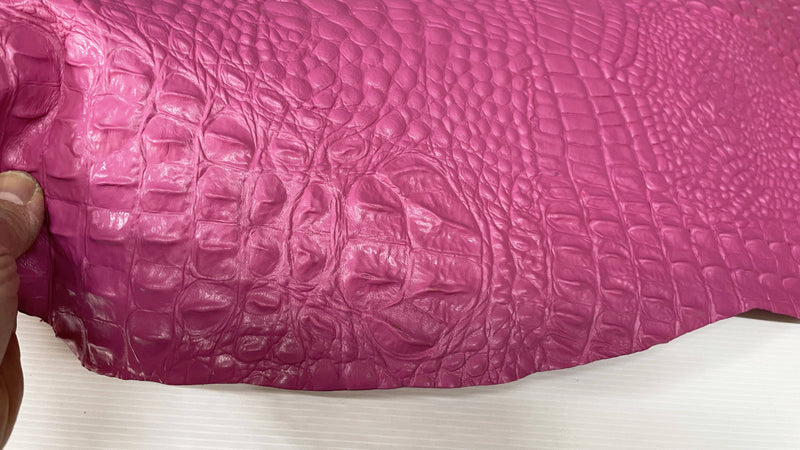 PINK ALLIGATOR CROCODILE embossed on Lambskin leather skins 0.5mm to 1.2 mm