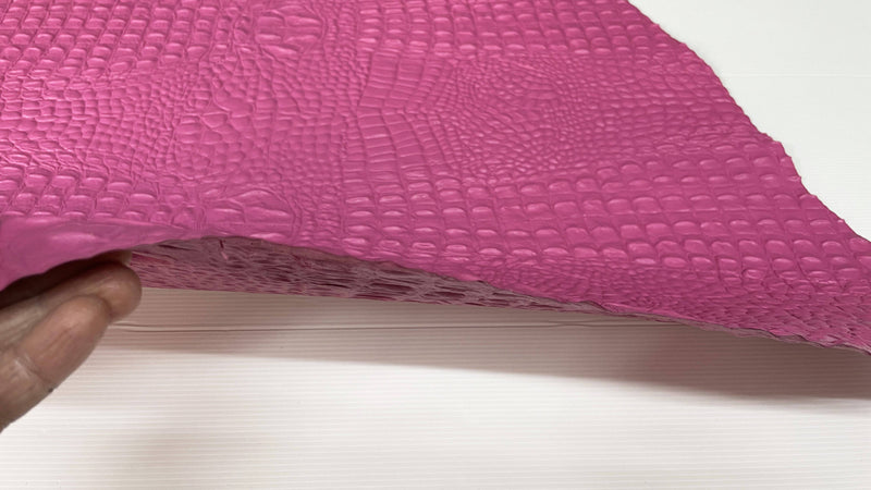 PINK ALLIGATOR CROCODILE embossed on Lambskin leather skins 0.5mm to 1.2 mm