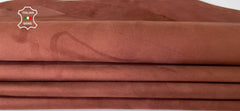 Cinnamon brown suede Italian goatskin leather hide from Italianskins, showcasing soft textured goat leather skin with natural suede finish.