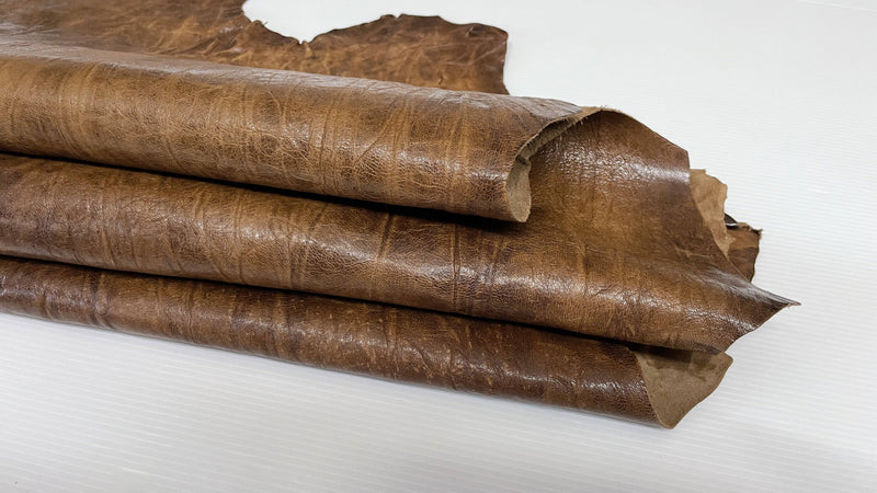 WASHED BROWN WRINKLED ANTIQUED rustic vegetable tan Italian lambskin lamb sheep wholesale leather skins 0.5mm to 1.2 mm