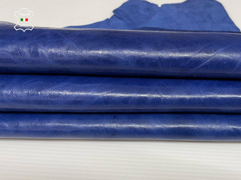 ROYAL BLUE rustic vegetable tan Italian lambskin lamb sheep wholesale leather skins 0.5mm to 1.2 mm
