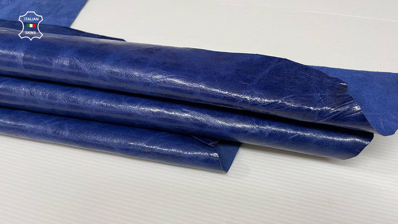 ROYAL BLUE rustic vegetable tan Italian lambskin lamb sheep wholesale leather skins 0.5mm to 1.2 mm