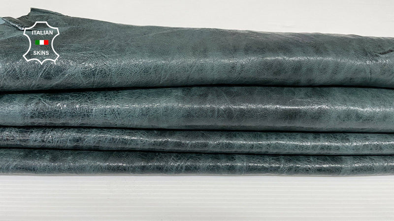 TEAL GREEN ANTIQUED rustic vegetable tan Italian lambskin lamb sheep wholesale leather skins 0.5mm to 1.2 mm