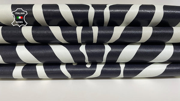 Black & White Zebra Print on Italian genuine STRETCH Lambskin Sheep wholesale leather skins Elastic pants trousers leggings 0.5mm to 1.0 mm