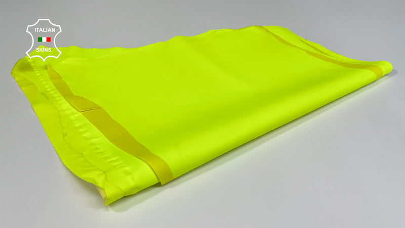 Neon Yellow Italian genuine STRETCH Lambskin Lamb Sheep wholesale leather skins Elastic pants trousers leggings 0.5mm to 1.0 mm