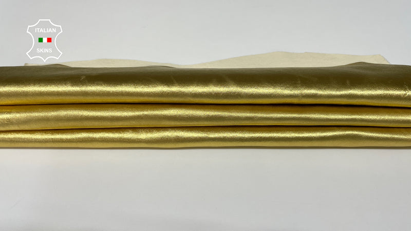 Metallic Gold Italian genuine STRETCH Lambskin Lamb Sheep wholesale leather skins Elastic pants trousers leggings 0.5mm to 1.0 mm