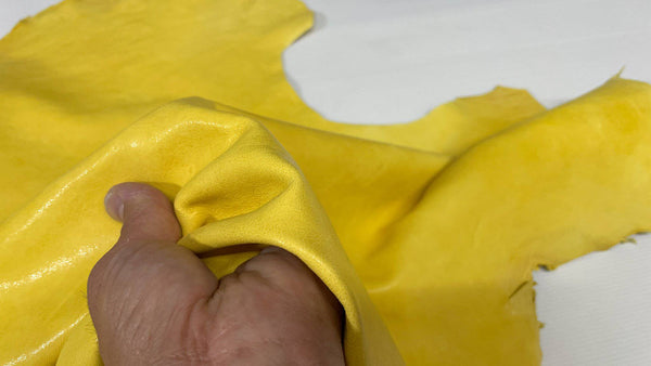 YELLOW natural look vegetable tan Italian lambskin lamb sheep wholesale leather skins 0.5mm to 1.2 mm