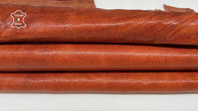 COGNAC BROWN ANTIQUED rustic vegetable tan Italian Goatskin Goat wholesale leather skins 0.5mm to 1.2 mm