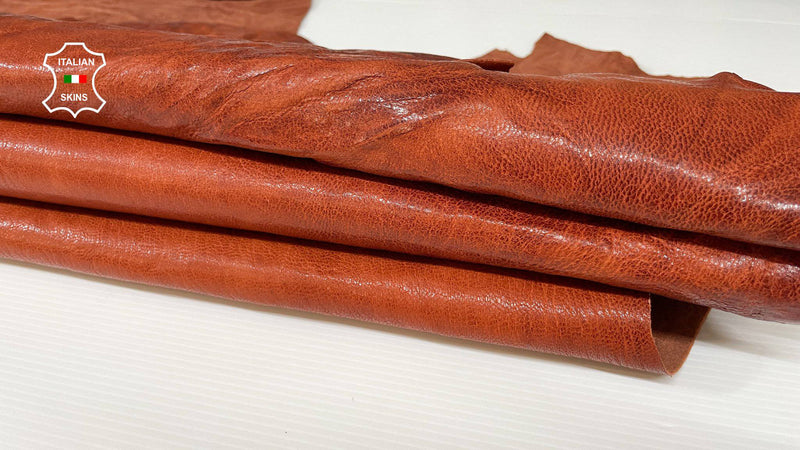 COGNAC BROWN ANTIQUED rustic vegetable tan Italian Goatskin Goat wholesale leather skins 0.5mm to 1.2 mm