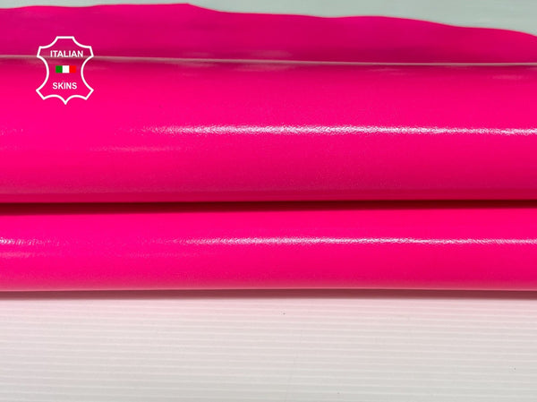 NEON PINK fluorescent shiny Italian Goatskin Goat wholesale leather skins 0.5mm to 1.2 mm