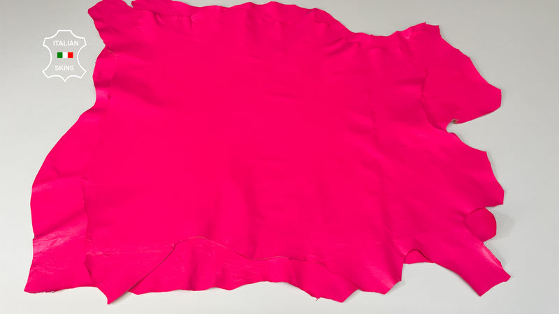 NEON BONBON PINK fluorescent smooth Italian genuine Lambskin Lamb Sheep leather skins hides 0.5mm to 1.2mm