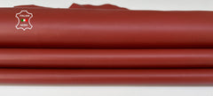 Genuine BRIC RED Italian lambskin leather skins by Italianskins, showcasing soft, high-quality leather with smooth texture.
