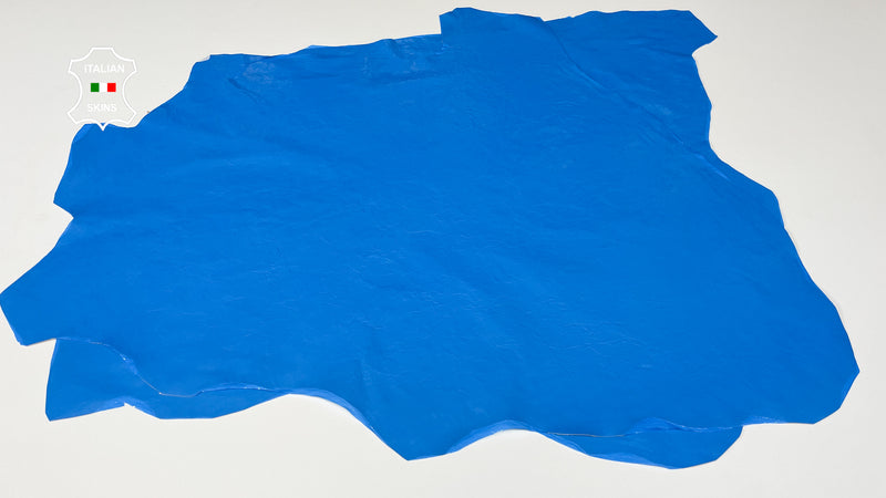 ELECTRIC BLUE patent crinkled shiny Italian genuine Lambskin Lamb Sheep leather skins hides 0.5mm to 1.2mm