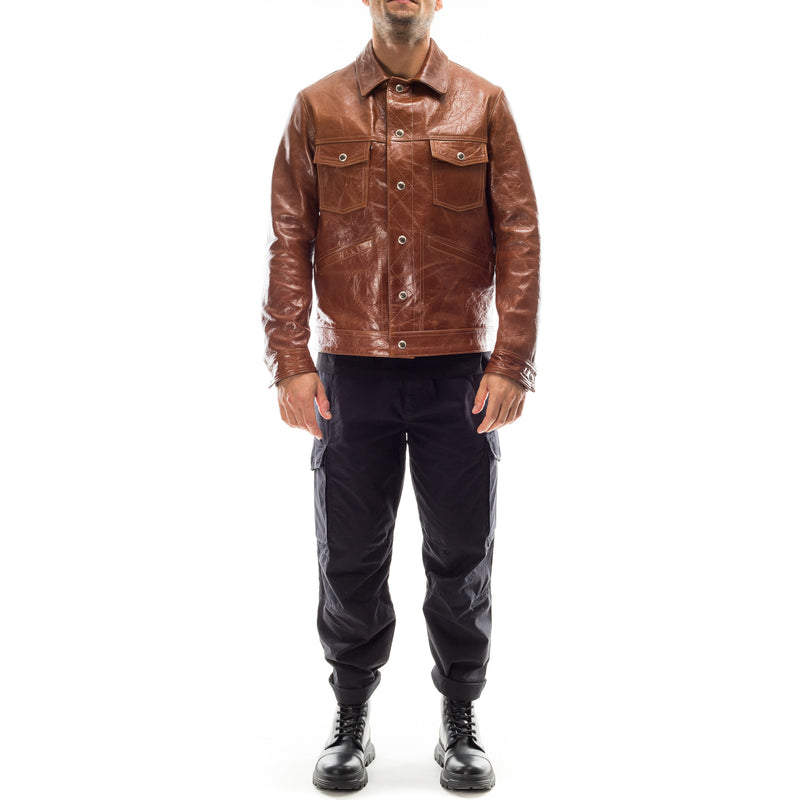 Italian handmade Men lambskin genuine leather jacket brown antiqued S to 2XL