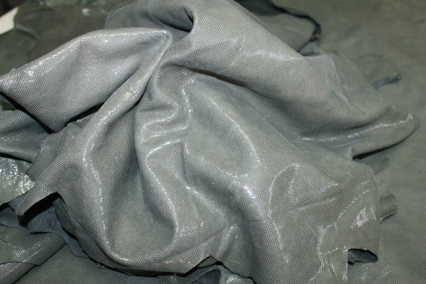 Lambskin soft leather hide skin hides skins PETROL GREEN LAMé 6sqf