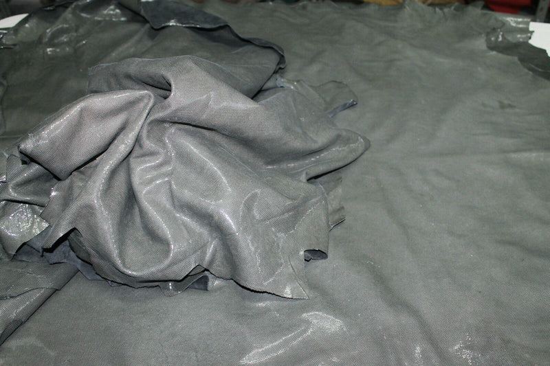 Lambskin soft leather hide skin hides skins PETROL GREEN LAMé 7sqf