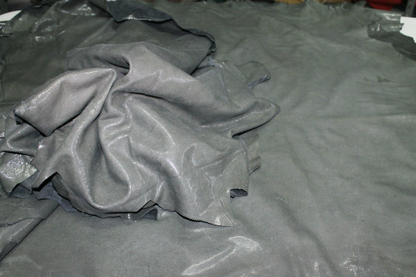 Lambskin soft leather hide skin hides skins PETROL GREEN LAMé 9sqf